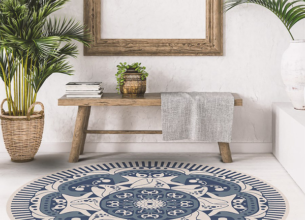 Tapis vinyl rond Mandalaa florale