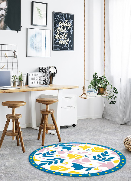 Tapis en vinyle rond Fleurs abstraites
