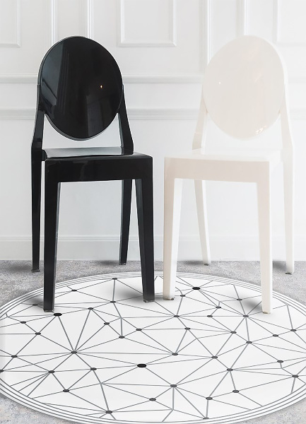 Tapis vinyle rond Grille géométrique