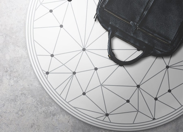Tapis vinyle rond Grille géométrique