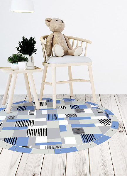 Tapis vinyle rond Rectangles géométrous