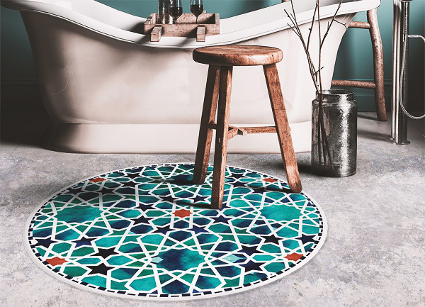 Tapis vinyle rond Étoiles géométriques