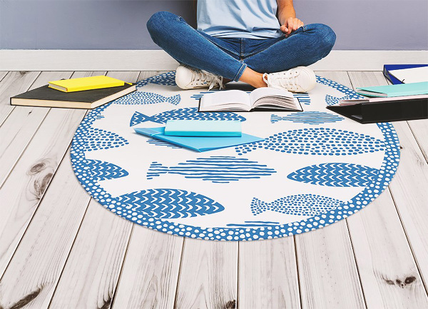 Tapis vinyle rond poisson