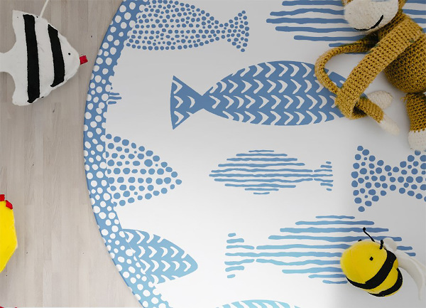Tapis vinyle rond poisson