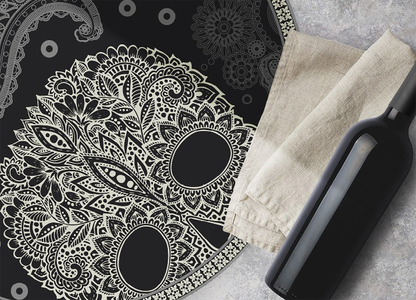 Tapis en vinyle rond Oldchool crâne