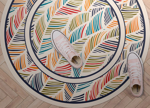 Tapis en vinyle rond Feuilles de contour