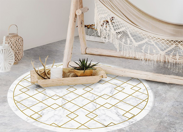 Tapis vinyle rond Marbre décoré