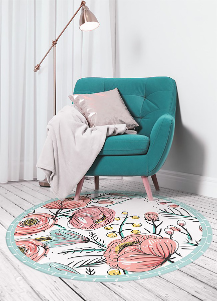 Tapis en vinyle rond Fleurs délicates