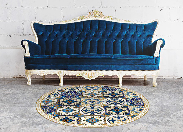 Tapis vinyl rond Tuiles portugaises