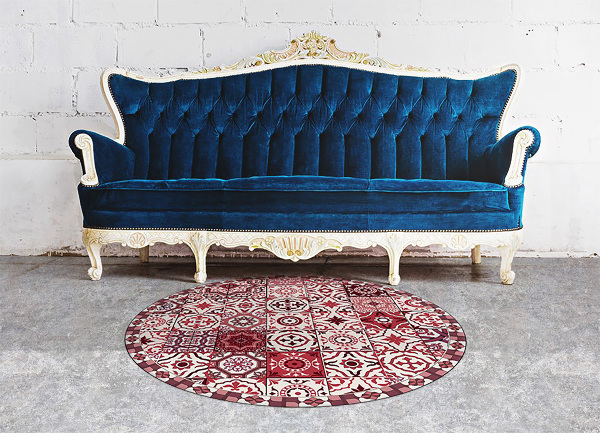 Tapis vinyle rond Tuiles portugaises