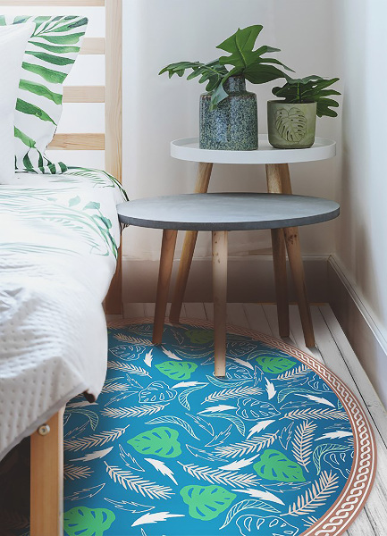 Tapis vinyle rond Feuilles hawaïennes