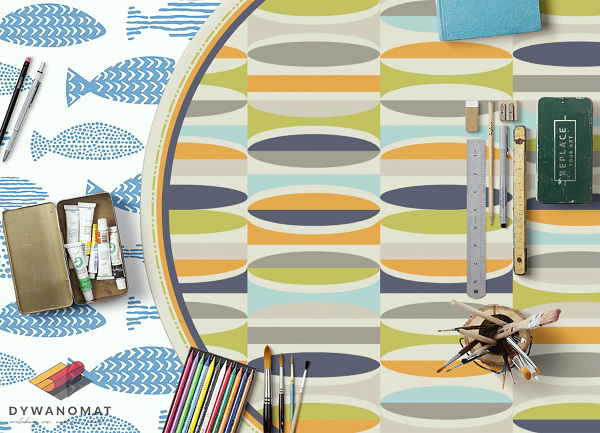 Tapis vinyle rond Ovales géométriques