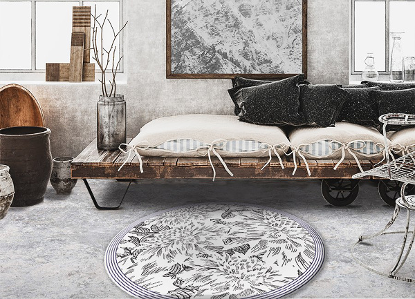 Tapis vinyle rond Contours bourgeon