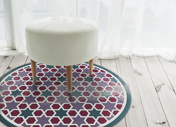 Tapis vinyle rond Étoiles géométriques