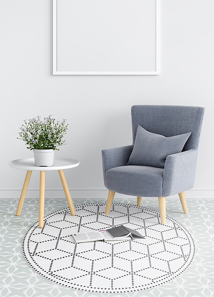 Tapis vinyl rond Cubes tridimensionnels