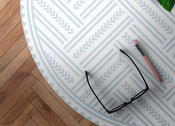 Tapis en vinyle rond Herringbone Zigzag
