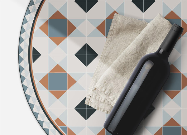 Tapis vinyle rond Roman géométrique