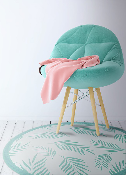 Tapis vinyle rond Feuilles hawaïennes