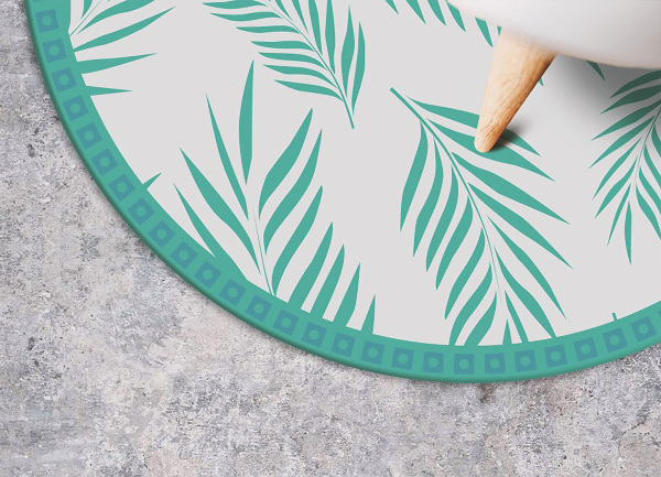 Tapis vinyle rond Feuilles hawaïennes