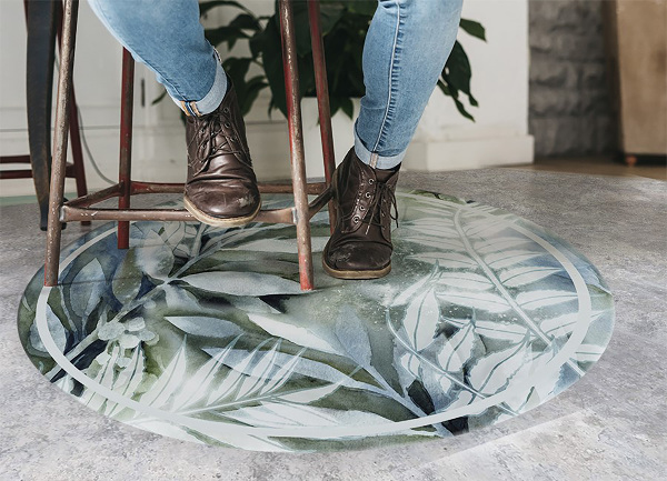 Tapis vinyle rond Fleurs aquarelles