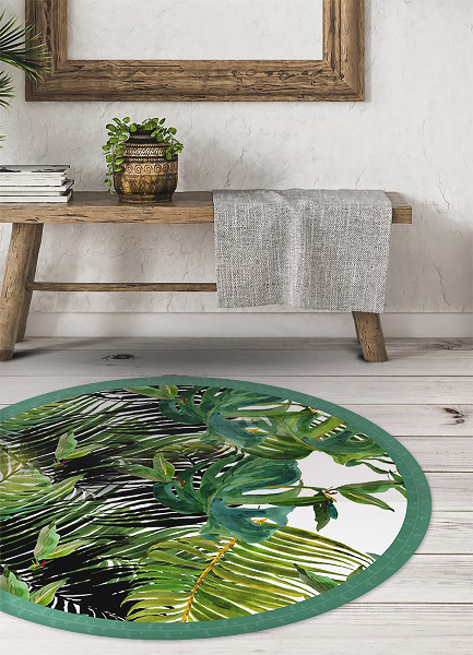 Tapis en vinyle rond Feuilles exotiques