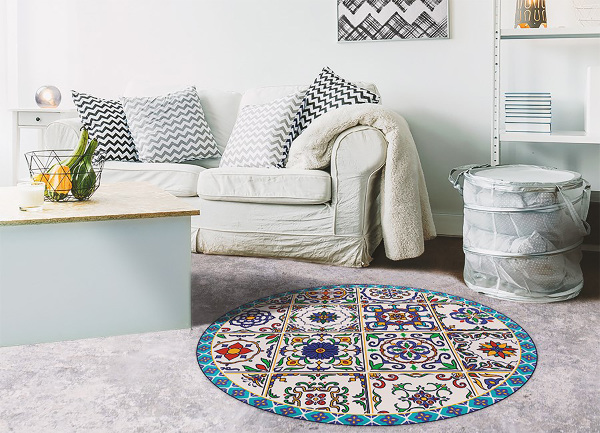 Tapis vinyle rond Tuiles portugaises
