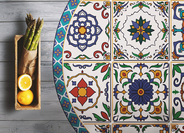 Tapis vinyle rond Tuiles portugaises