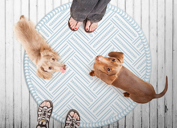 Tapis vinyle rond Herringbone Zigzag