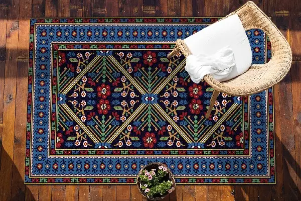 Kültéri szőnyeg Geometriai retro virágok