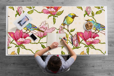 Íróasztal alátét Virágok és madarak
