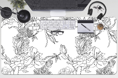 Íróasztal alátét Fekete-fehér virágok