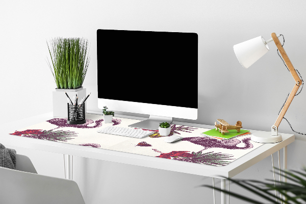 Íróasztal alátét Flamingók és hibiszkusz