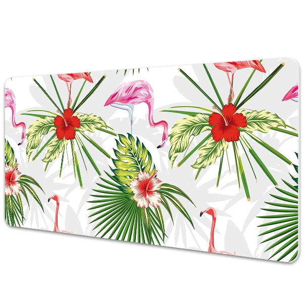 Íróasztal alátét Flamingók és virágok