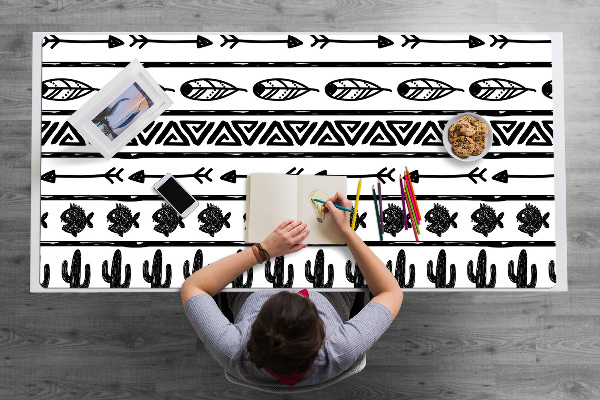 Íróasztal könyökalátét Boho fekete-fehér