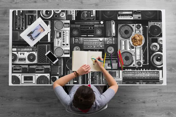 Íróasztal könyökalátét Régi iskolai boombox