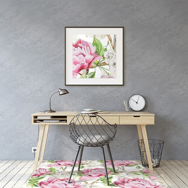 Padlóvédő székalátét Rózsaszín peonies