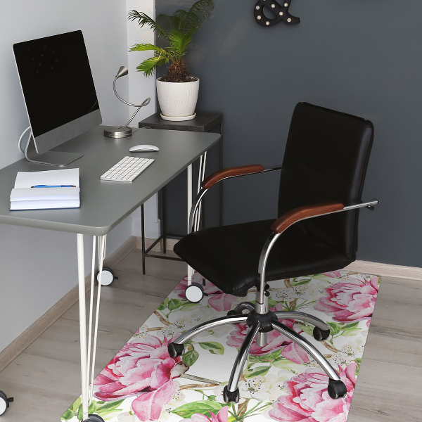 Padlóvédő székalátét Rózsaszín peonies