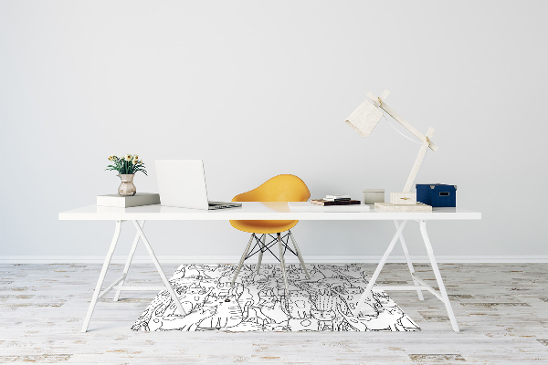 Padlóvédő székalátét Doodle stílusú macskák