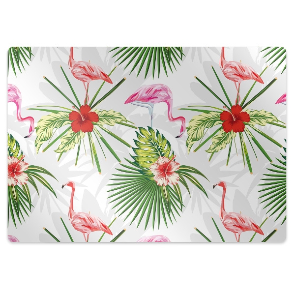 Padlóvédő székalátét Flamingók és virágok