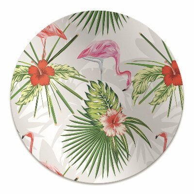 Padlóvédő székalátét Flamingók és virágok