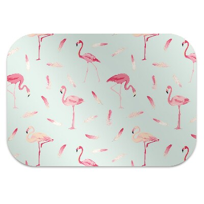 Padlóvédő székalátét Flamingók és tollak