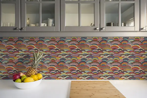Vinyl padló falra csempe Patchwork hullámok