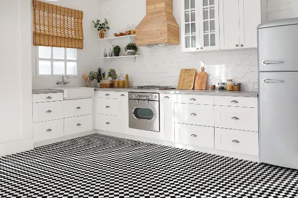 Vinyl padló falra Átlós sakktábla